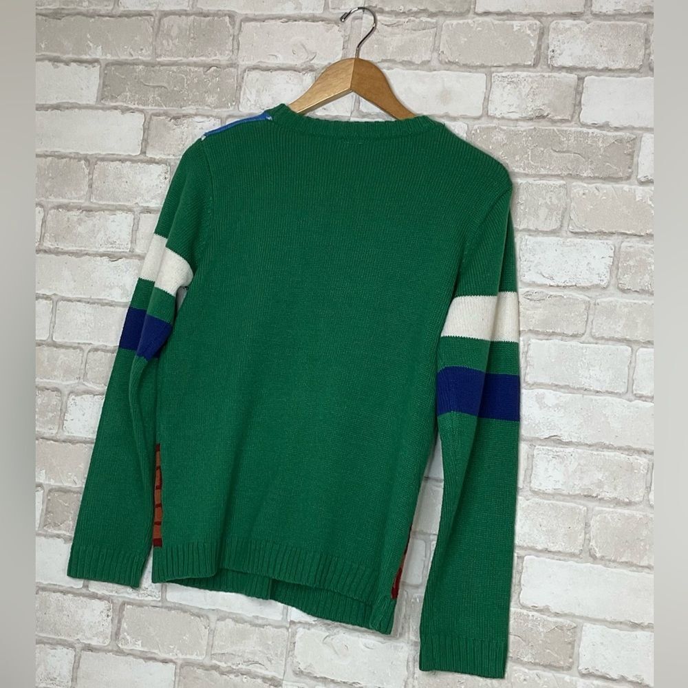 Festive Knit Green Christmas Santa Crewneck Size XL 14-16 - Picture 8 of 16